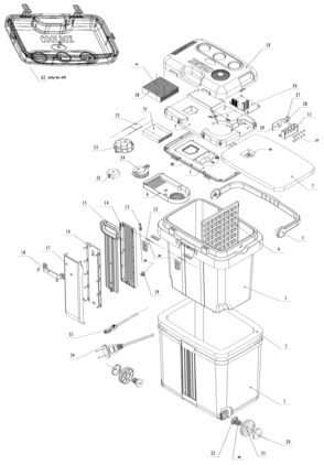 Default Diagram and Parts List for BDC33L-AR Type 1 Black and Decker Cooler